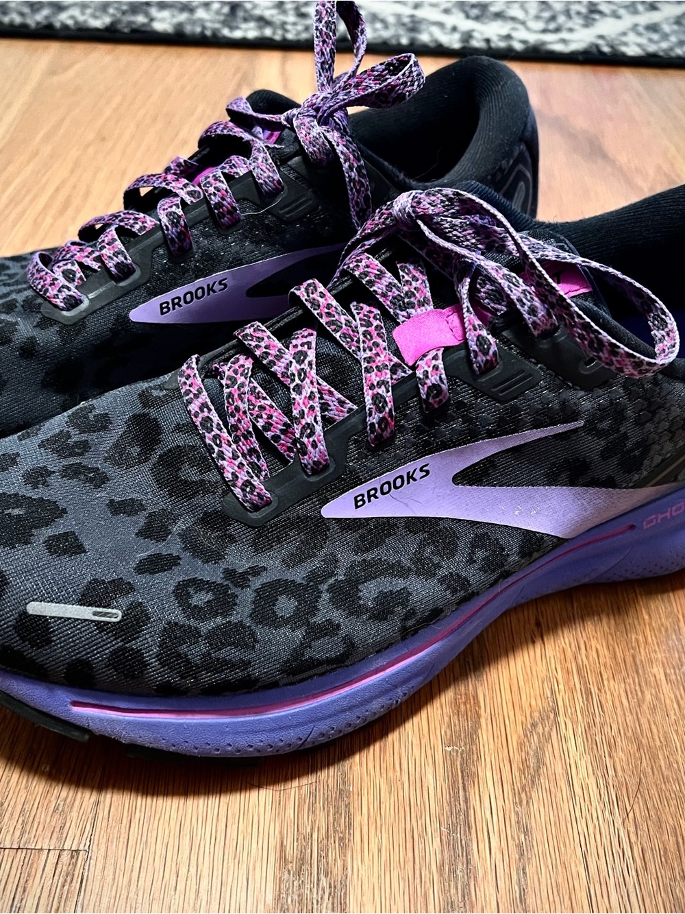 Brooks Women’s Black with Purple & Pink Leopard Running Shoes